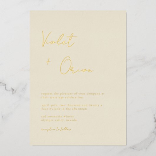 Elegant Mountains Wedding Gold Foil Invitation Folie Uitnodiging (Voorkant)
