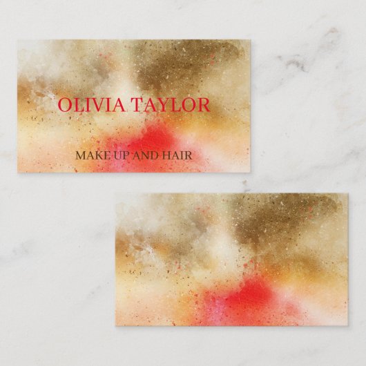 Elegant mousserend brons rood glitter visitekaartje (Voorkant / Achterkant)