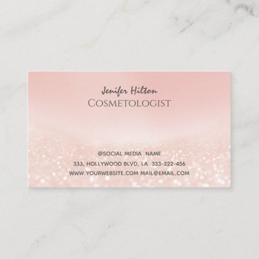 Elegant mousserend glitterie druipt make-up op visitekaartje (Achterkant)