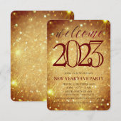 Elegant mousserend Gold Nieuwjaar Eve Party Kaart (Voorkant / Achterkant)