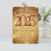 Elegant mousserend Gold Nieuwjaar Eve Party Kaart (Staand voorkant)