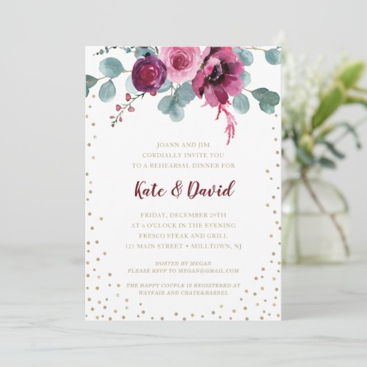 Elegant mousserend goud repetitief diner Uitnodigi Kaart (Staand voorkant)