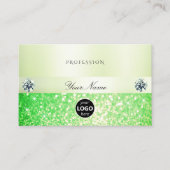 Elegant mousserend gras groen glitter met Logo Visitekaartje (Voorkant)