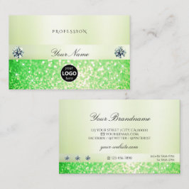 Elegant mousserend gras groen glitter met Logo Visitekaartje