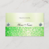 Elegant mousserend gras groene glitter en diamante visitekaartje (Voorkant)