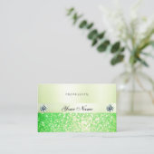Elegant mousserend gras groene glitter en diamante visitekaartje (Staand voorkant)