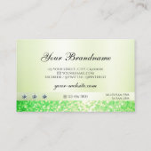 Elegant mousserend gras groene glitter en diamante visitekaartje (Achterkant)