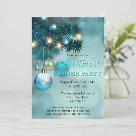 Elegant mousserend licht kerstfeest kaart (Staand voorkant)