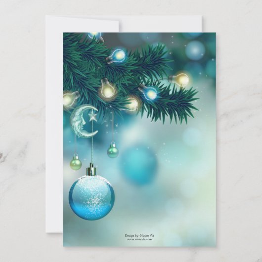 Elegant mousserend licht kerstfeest kaart (Achterkant)