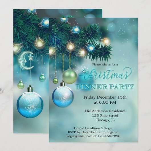 Elegant mousserend licht kerstfeest kaart (Voorkant / Achterkant)