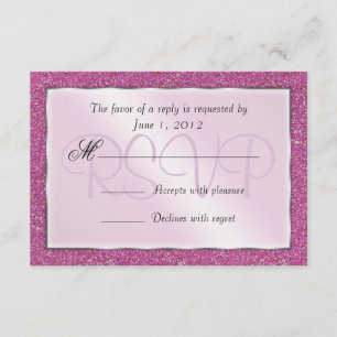 Elegant mousserend roze zoet 16 Glitter RSVP Kaartje