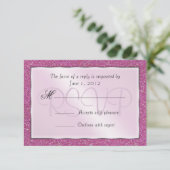 Elegant mousserend roze zoet 16 Glitter RSVP Kaartje (Staand voorkant)