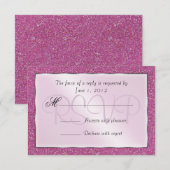 Elegant mousserend roze zoet 16 Glitter RSVP Kaartje (Voorkant / Achterkant)