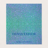 Elegant mousserende babyblauwe glitter visitekaartje (Buitenkant ongevouwen)