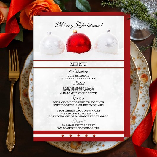 Elegant mousserende kerstkaart menu