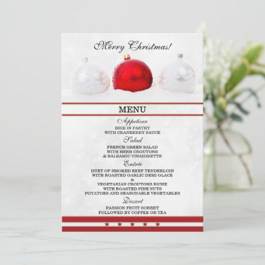 Elegant mousserende kerstkaart menu (Staand voorkant)
