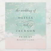 Elegant mousserende oceaanstrand bruiloft wijn etiket (Enkel label)