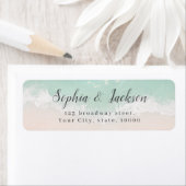 Elegant mousserende oceaanstrand Return Address Etiket (Insitu)