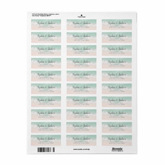Elegant mousserende oceaanstrand Return Address Etiket (Full Sheet)