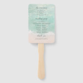 Elegant mousserende oceaanstrandtrouwprogramma's handwaaier (Achterkant)