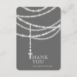 Elegant mousserende Rosary Beads en Cross Religies Bedankkaart