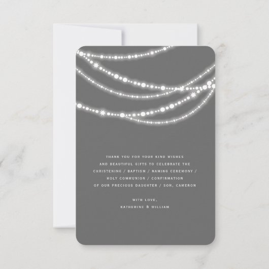 Elegant mousserende Rosary Beads en Cross Religies Bedankkaart (Achterkant)