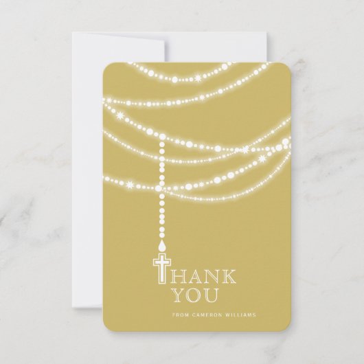 Elegant mousserende Rosary Beads en Cross Religies Kaart (Voorkant)