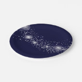 Elegant mousserende sterren op Navy Blue Papieren Bordje (Gekanteld)