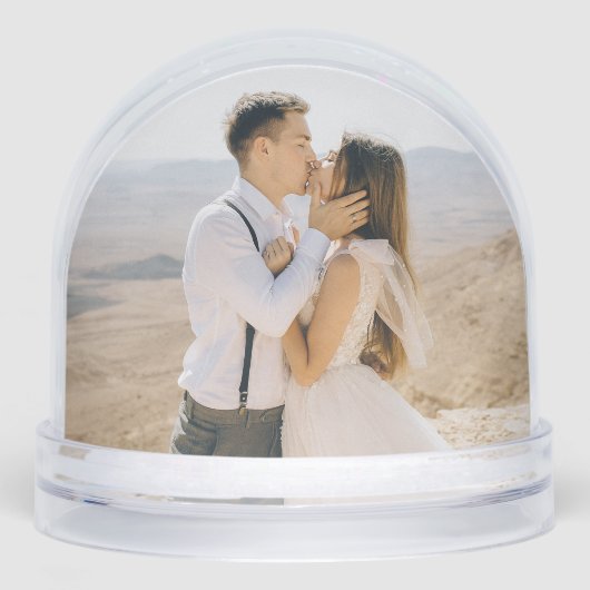 Elegant Mr and Mrs Black Wedding Monogram Photo Sneeuwbol (Voorkant)