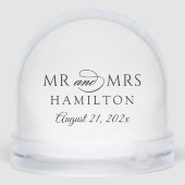 Elegant Mr and Mrs Black Wedding Monogram Photo Sneeuwbol (Achterkant)