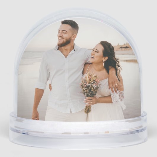 Elegant Mr and Mrs Gold Wedding Monogram Photo Sneeuwbol (Voorkant)