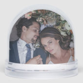 Elegant Mr and Mrs Wedding Monogram Photo Sneeuwbol (Voorkant)