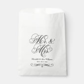 Elegant Mr en Mrs Black Script Custom Monogram Bedankzakje (Voorkant)