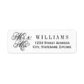 Elegant Mr en Mrs Black Script Custom Monogram Etiket (Voorkant)