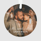 Elegant Mr en Mrs Custom Wedding Photo Monogram Ornament (achterkant)