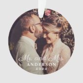 Elegant Mr en Mrs Custom Wedding Photo Monogram Ornament (voorkant)