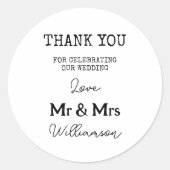 Elegant Mr. en Mrs. Dank u Ronde Sticker (Voorkant)