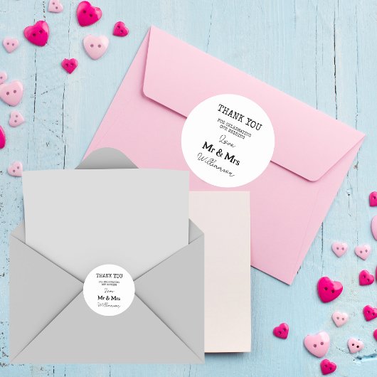 Elegant Mr. en Mrs. Dank u Ronde Sticker