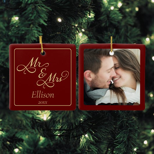 Elegant Mr en Mrs Keramisch Ornament