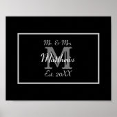 Elegant Mr. en Mrs Monogram Black Poster (Voorkant)