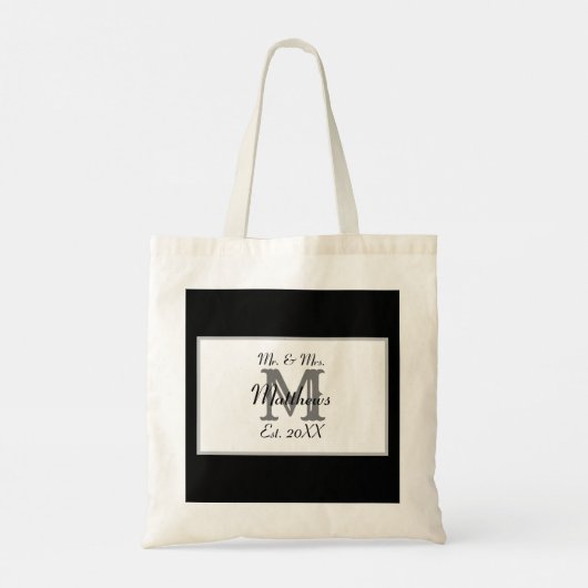 Elegant Mr. en Mrs. Naam Black Wedding Tote Bag (Achterkant)
