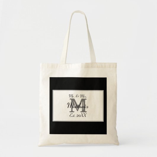Elegant Mr. en Mrs. Naam Black Wedding Tote Bag (Voorkant)