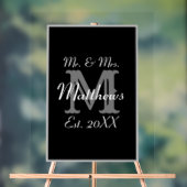Elegant Mr en Mrs Name Black Acryl Bord (Neutraal)