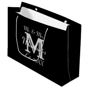 Elegant Mr en Mrs Pas getrouwd Black Typography Groot Cadeauzakje
