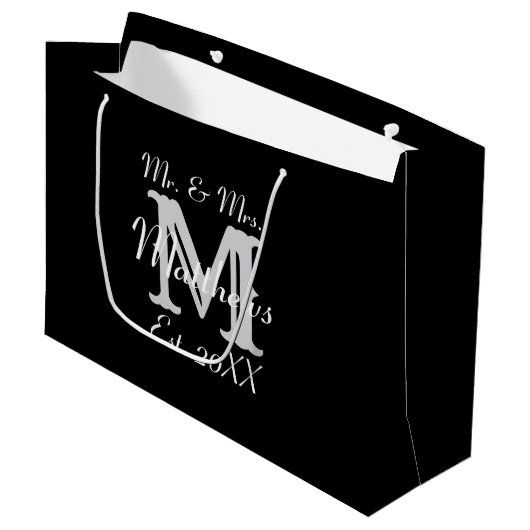 Elegant Mr en Mrs Pas getrouwd Black Typography Groot Cadeauzakje (Voorkant Gekanteld)