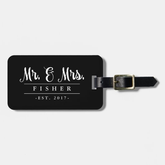 Elegant Mr en Mrs Photo Bagagelabel (Voorkant horizontaal)
