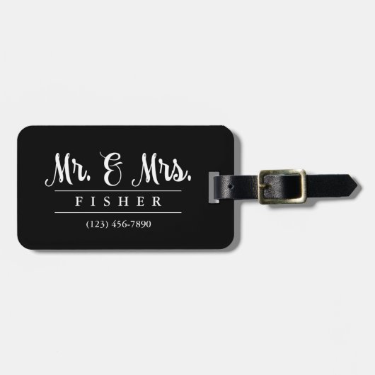 Elegant Mr en Mrs Photo Bagagelabel (Voorkant horizontaal)