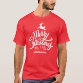 Elegant Mr en Mrs Script Couples Kerstmis T-shirt (Voorkant)