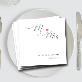 Elegant Mr en Mrs Script | Gepersonaliseerde bruil Servet