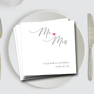 Elegant Mr en Mrs Script   Gepersonaliseerde bruil Servet